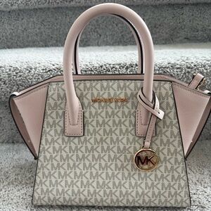 Michael Kors Avril Beige and Pink Satchel